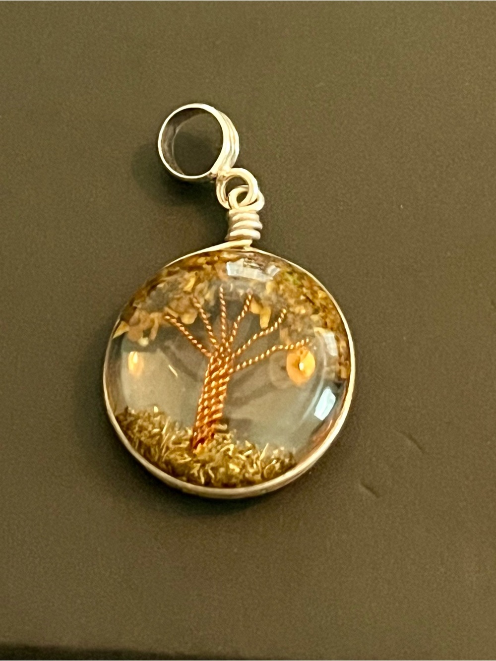 NWOT Peruvian 950 Sterling Silver Resin Tree of Life Pendant